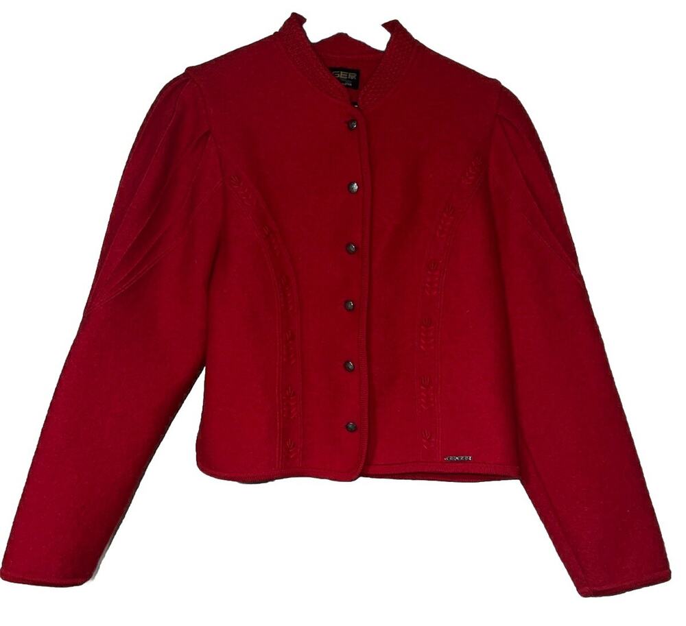 Geiger Tyrol Red Wool Sweater Jacket 38